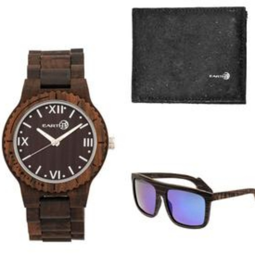 Earth wood mens gift set with sunglasses watch and